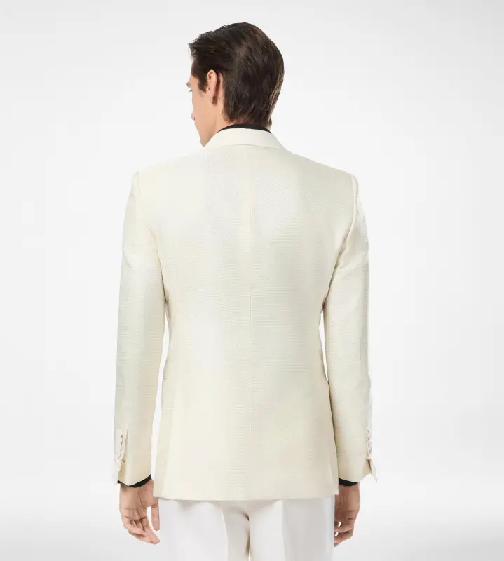 SILK VISCOSE JACQUARD EVENING JACKET CREAM WHITE online
